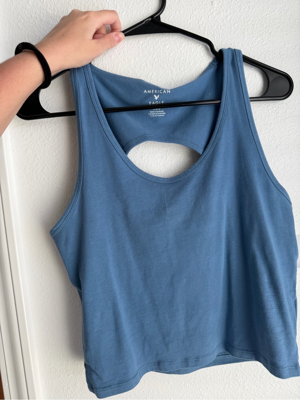 American Eagle Outfitters Dusty Blue Scoop-Back Tank